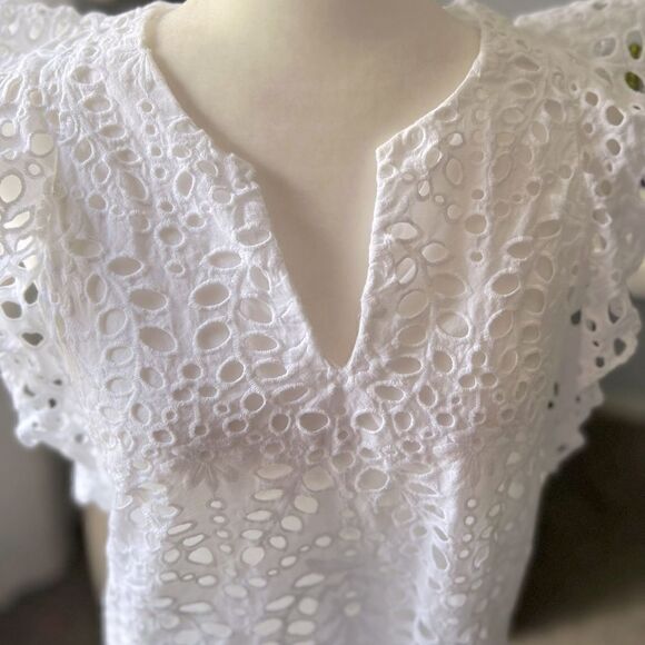 Lilly Pulitzer eyelet ruffled sleeve top size M - Picture 3 of 5
